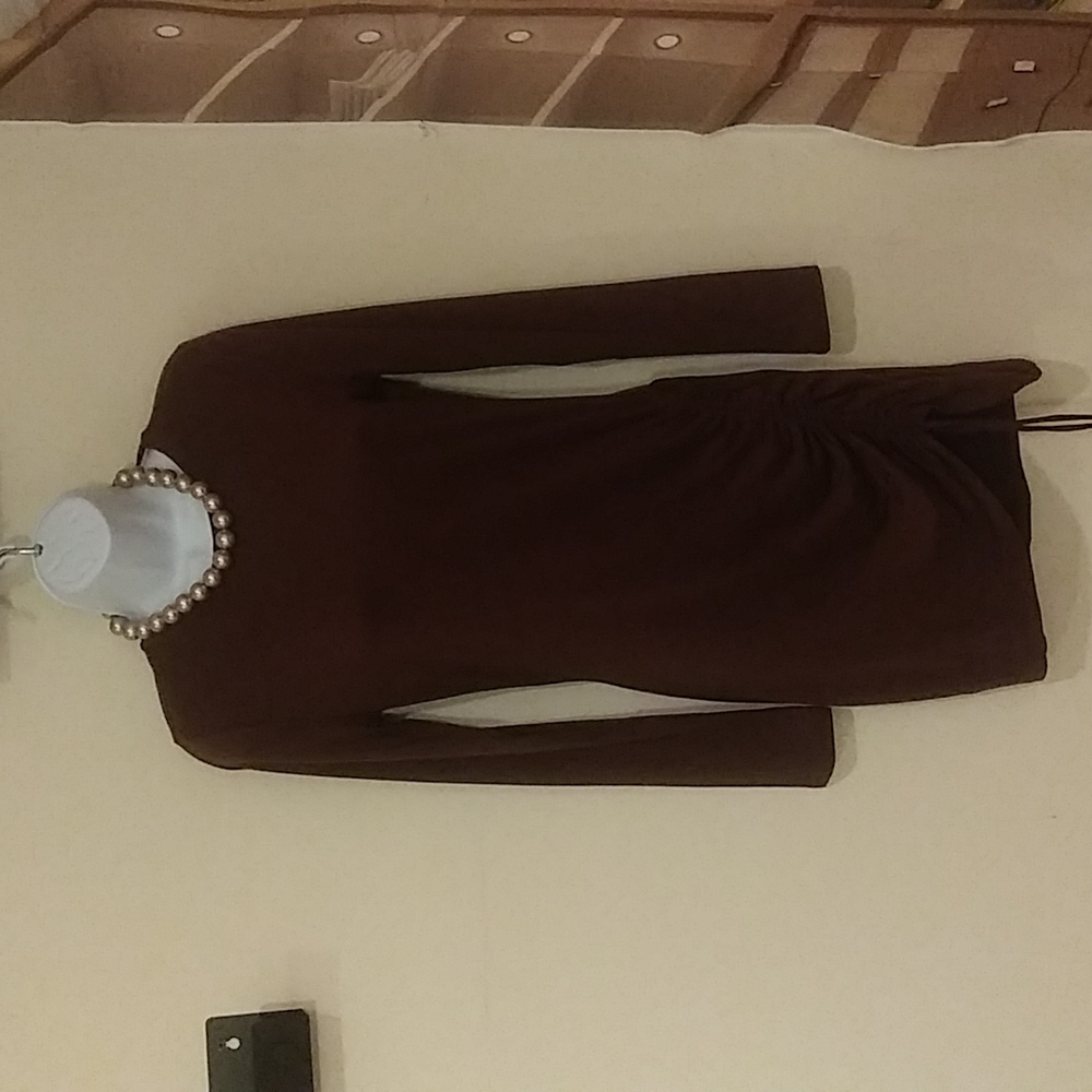 Women Brown Pull Slide String Dress